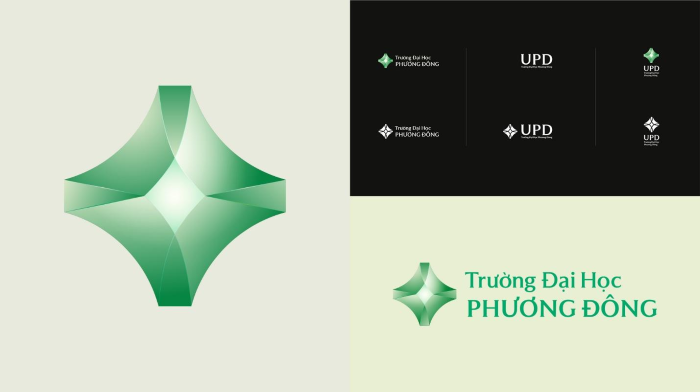 Hệ thống các phiên bản logo của UPD được phát triển trên một cấu trúc cốt lõi đồng nhất, phản chiếu sự kết hợp giữa chuẩn mực học thuật vững chãi và khả năng biểu đạt linh hoạt trong môi trường giáo dục khai phóng và liên ngành.
