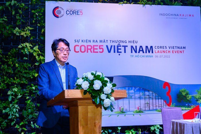 Ông Keisuke Koshijima, Giám đốc đại diện và Phó CT điều hành, Tập đoàn Kajima, phát biểu trong sự kiện ra mắt thương hiệu Core5 Việt Nam