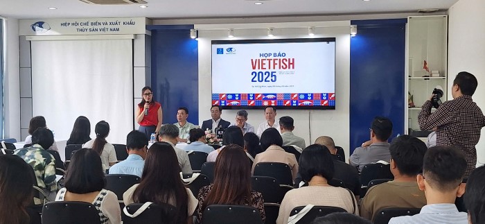 Bà Tô Thị Tường Lan, Phó Tổng Thư ký VASEP, tại cung cấp thông tin ngành thủy sản ngày 6/8/2025 tại TP.HCM