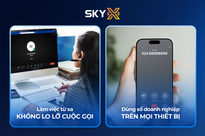 Hotline SkyX giúp đội ngũ có thể làm việc từ xa và dùng số doanh nghiệp trên mọi thiết bị