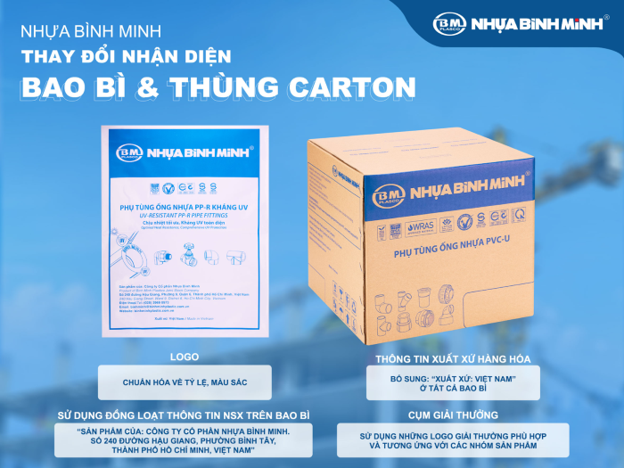 Những thay đổi về nhận diện thương hiệu trên bao bì sản phẩm của Nhựa Bình Minh